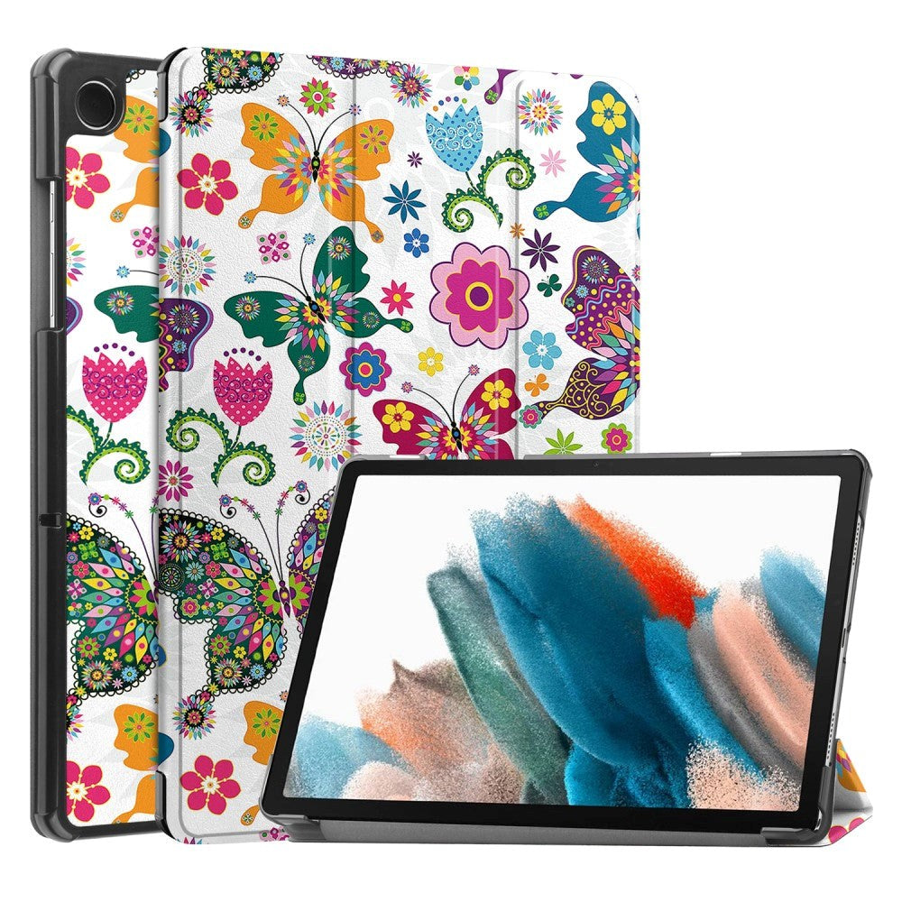 Samsung Galaxy Tab A9 Tri-Fold PU Flip Case with Sleep / Wake-up Function - Butterflies