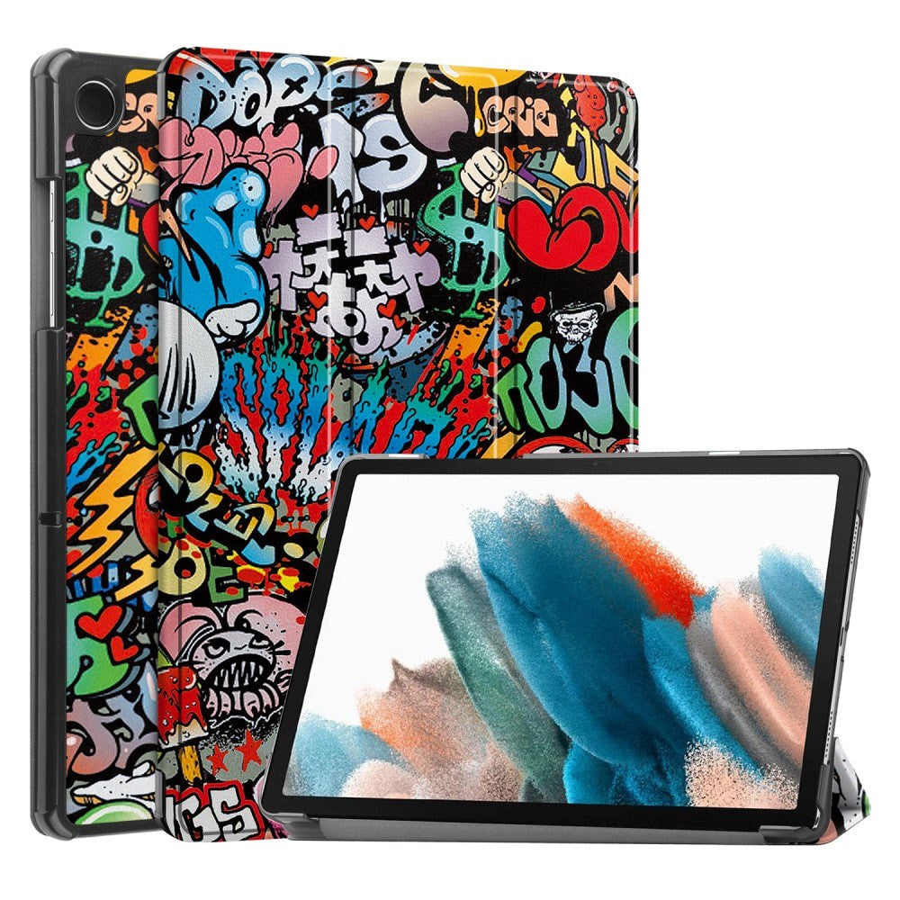 Samsung Galaxy Tab A9 Tri-Fold PU Flip Case with Sleep / Wake-up Function - Graffiti