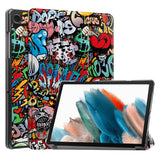 Samsung Galaxy Tab A9 Tri-Fold PU Flip Case with Sleep / Wake-up Function - Graffiti