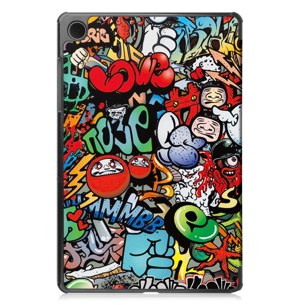 Samsung Galaxy Tab A9 Tri-Fold PU Flip Case with Sleep / Wake-up Function - Graffiti