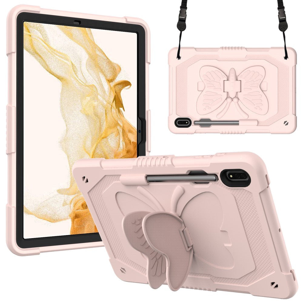 Samsung Galaxy Tab S9+ (Plus) Kids Case - Butterfly Kickstand Case - Pink