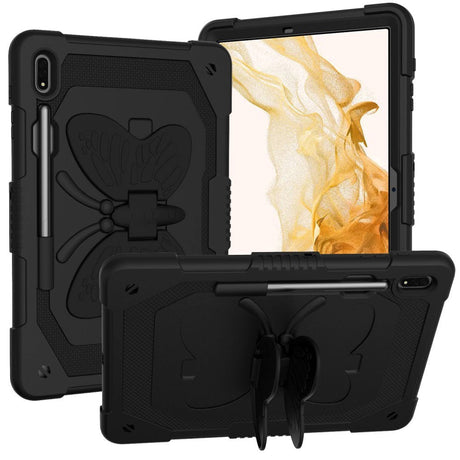 Samsung Galaxy Tab S9+ (Plus) Kids Case - Butterfly Kickstand Case - Black