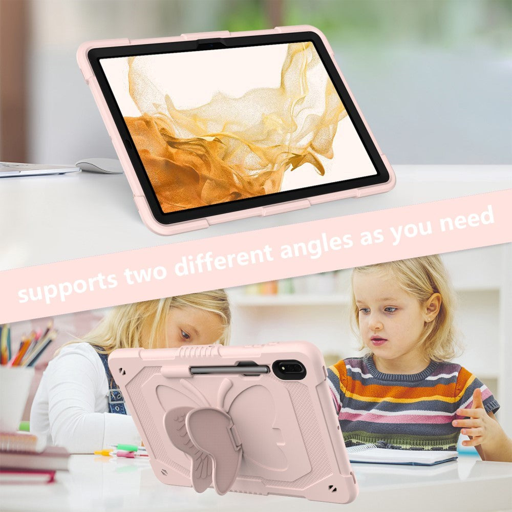 Samsung Galaxy Tab S9 Kids Case - Butterfly Kickstand Case - Pink