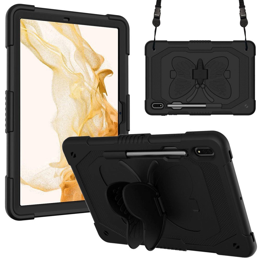 Samsung Galaxy Tab S9 Kids Case - Butterfly Kickstand Case - Black