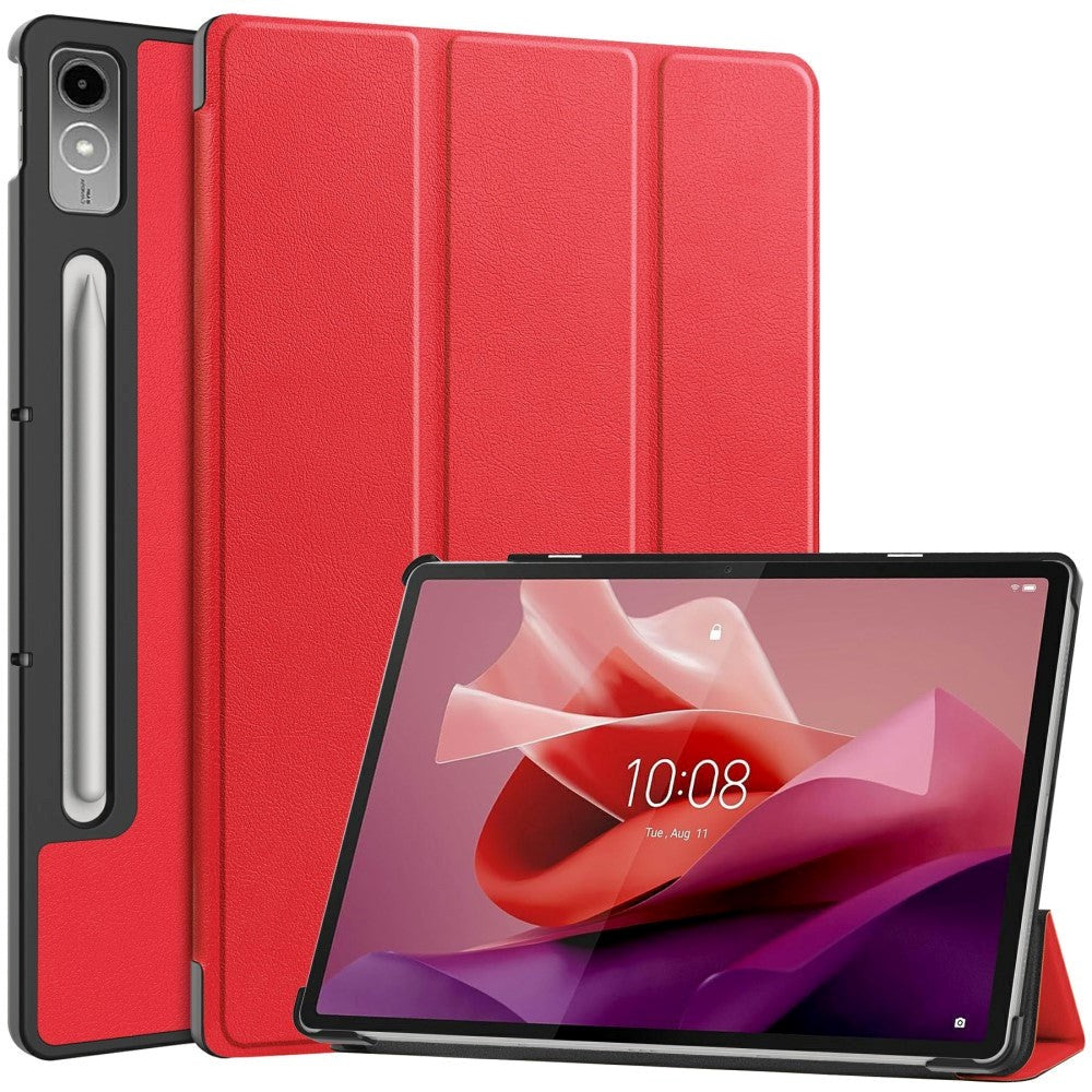 Lenovo Tab P12 Magnetic Tri-Fold Leather Case w. Stand - Red