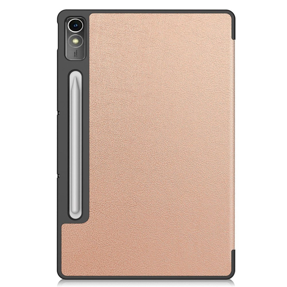 Lenovo Tab P12 Magnetic Tri-Fold Leather Case w. Stand - Rose Gold