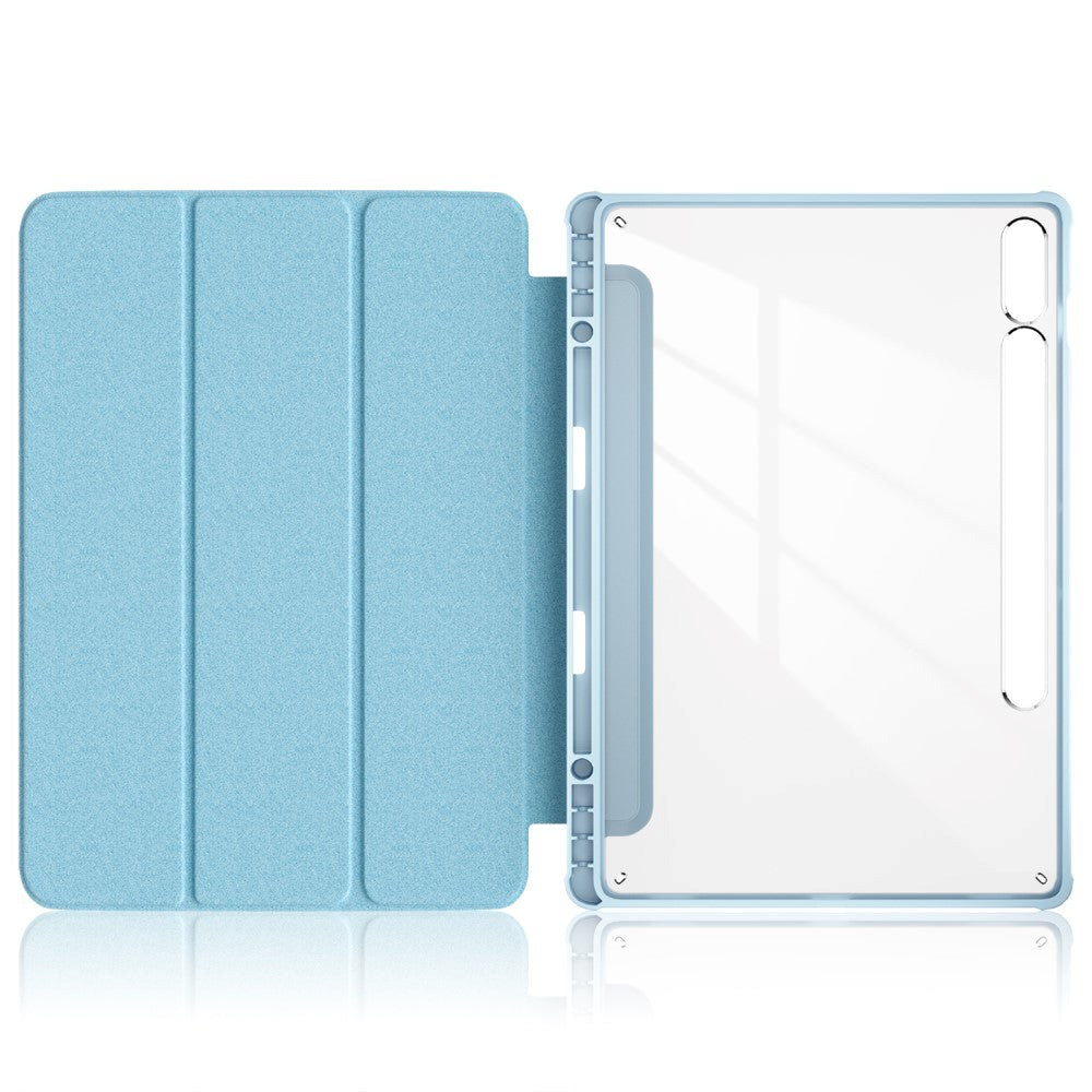 Samsung Tab S9+ (Plus) Tri-Fold PU Flip Case with Pen Holder - Transparent / Water