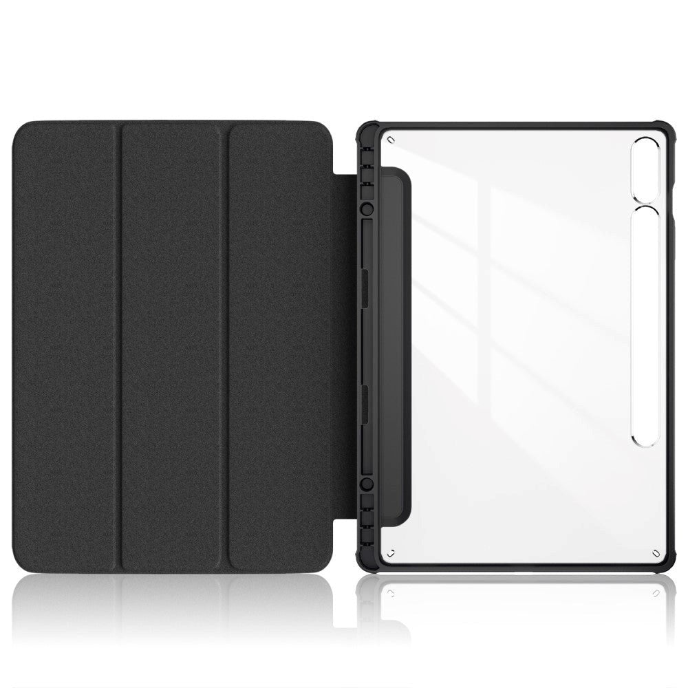 Samsung Tab S9+ (Plus) Tri-Fold PU Flip Case with Pen Holder - Transparent / "Don't Touch Me"