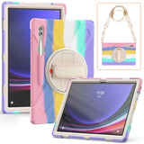 Samsung Galaxy Tab S9 Ultra / S8 Ultra Drop Proof Case w. Hand Holder, Kickstand, Pencil Holder & Shoulder Strap - Multi