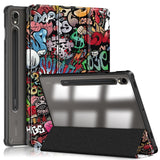 Samsung Tab S9 Tri-Fold PU Flip Case with Pen Holder - Transparent / Graffiti