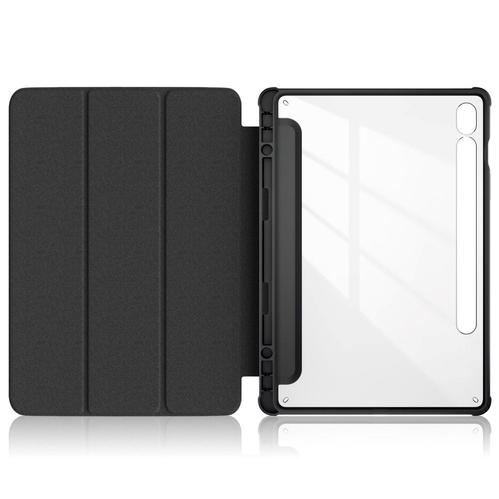 Samsung Tab S9 Tri-Fold PU Flip Case with Pen Holder - Transparent / "Don't Touch Me"