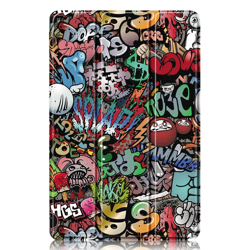 Lenovo Tab P12 Tri-Fold PU Flip Case with Pen Holder - Graffiti