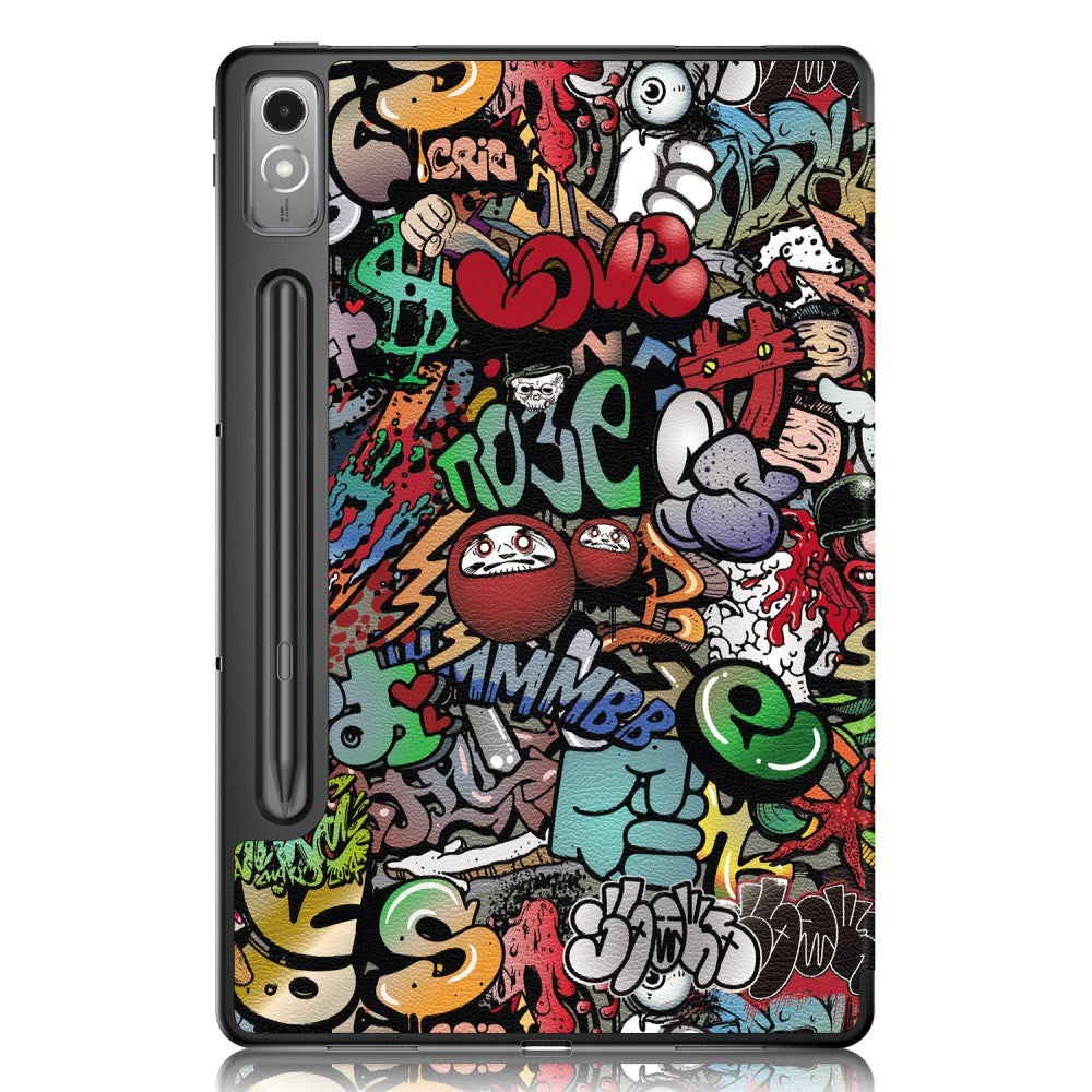 Lenovo Tab P12 Tri-Fold PU Flip Case with Pen Holder - Graffiti