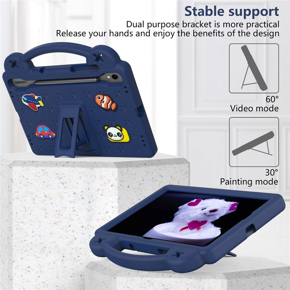 EIDERWOOD Samsung Galaxy Tab S11 / S10 Lite / S10 FE / S9 FE / S9 / S8 / S7 Kids Case with Kickstand & Hand Holder - Dark Blue