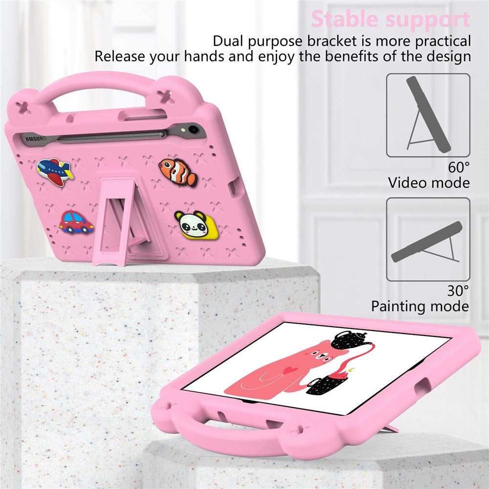 EIDERWOOD Samsung Galaxy Tab S11 / S10 Lite / S10 FE / S9 FE / S9 / S8 / S7 Kids Case with Kickstand & Hand Holder - Pink