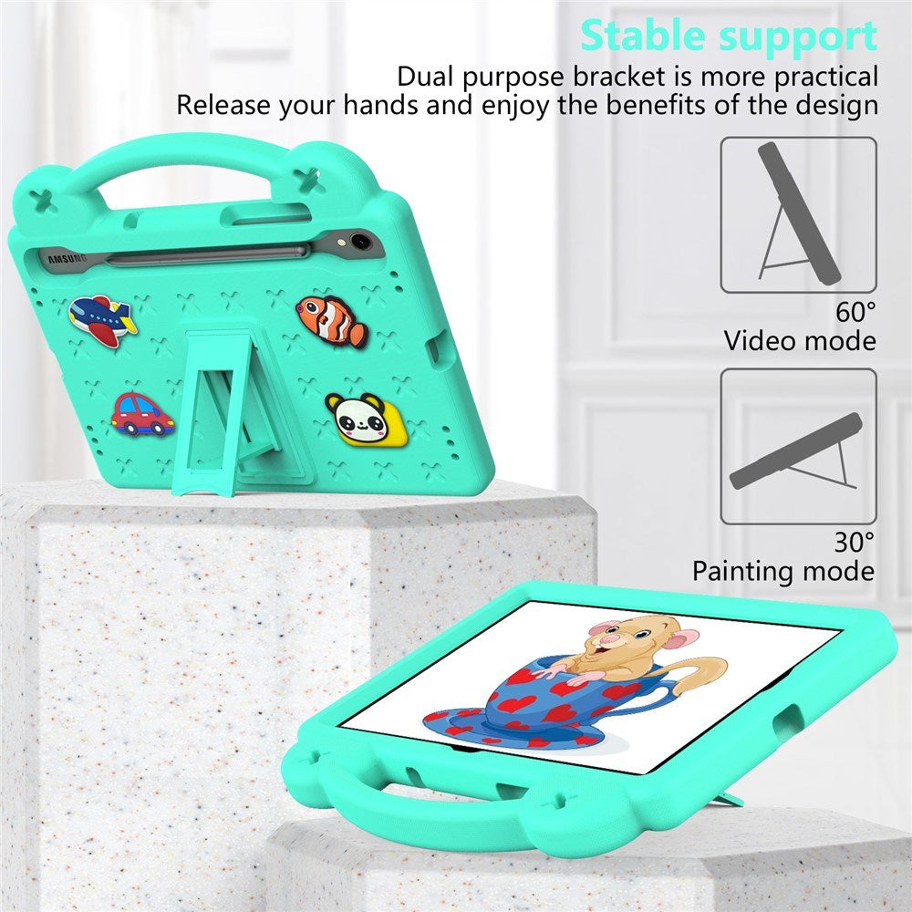 EIDERWOOD Samsung Galaxy Tab S11 / S10 Lite / S10 FE / S9 FE / S9 / S8 / S7 Kids Case with Kickstand & Hand Holder - Turquoise