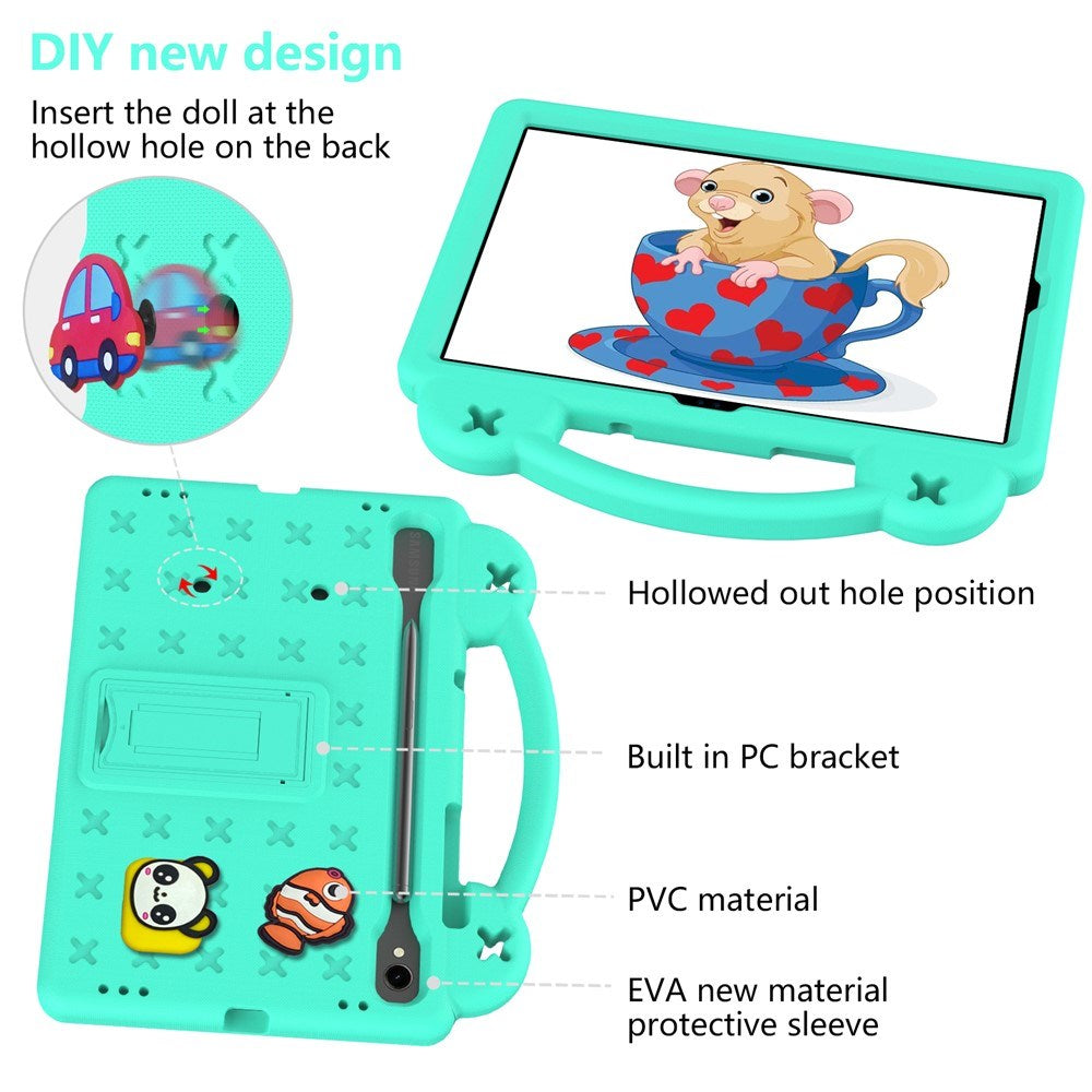 EIDERWOOD Samsung Galaxy Tab S11 / S10 Lite / S10 FE / S9 FE / S9 / S8 / S7 Kids Case with Kickstand & Hand Holder - Turquoise
