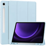 Samsung Galaxy Tab S9 FE Magnetic Tri-Fold Leather Case w. Stand - Light Blue