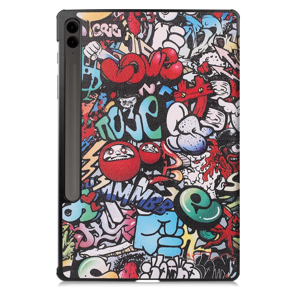 Samsung Galaxy Tab S9 FE+ (Plus) Tri-Fold PU Flip Case with Pen Holder - Graffiti