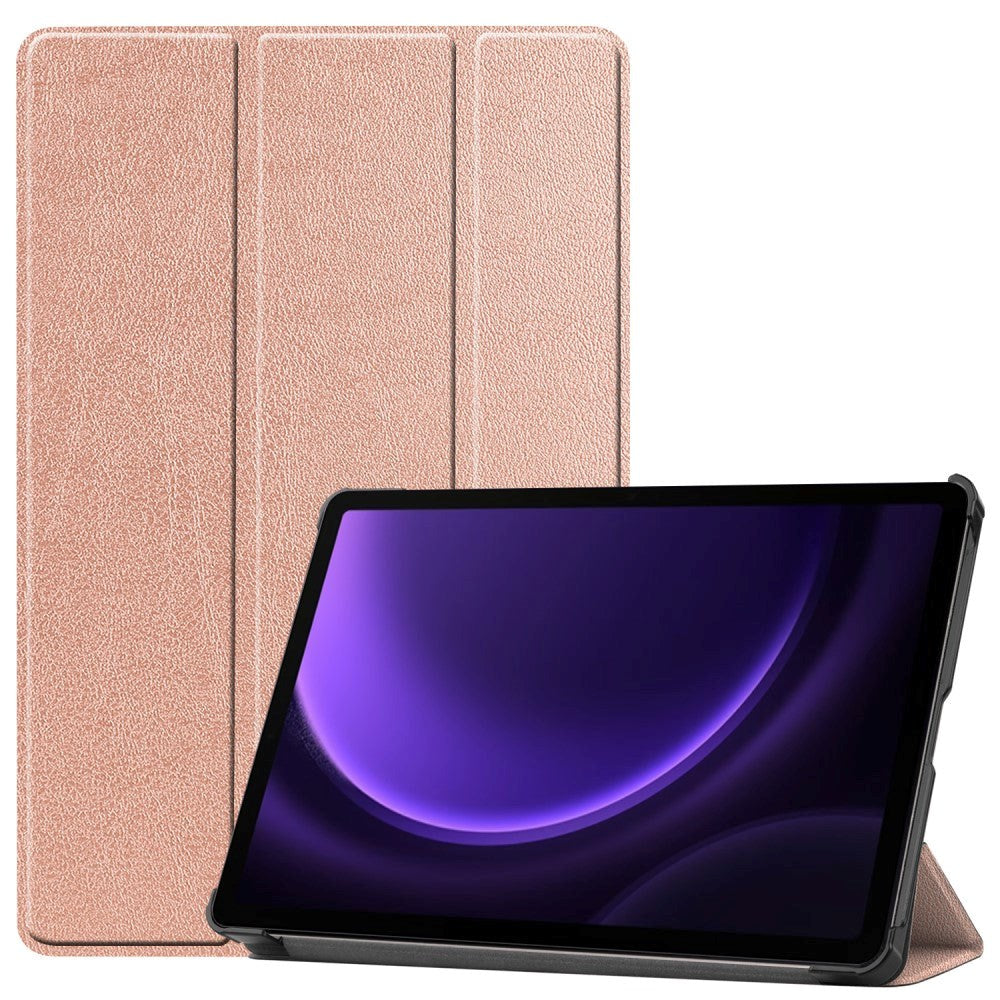 Samsung Galaxy Tab S9 FE Tri-Fold Leather Case w. Stand - Rose Gold