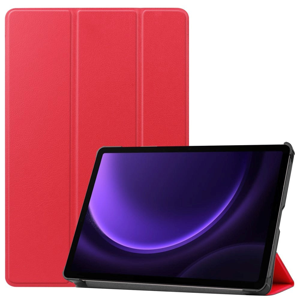 Samsung Galaxy Tab S9 FE Tri-Fold Leather Case w. Stand - Red