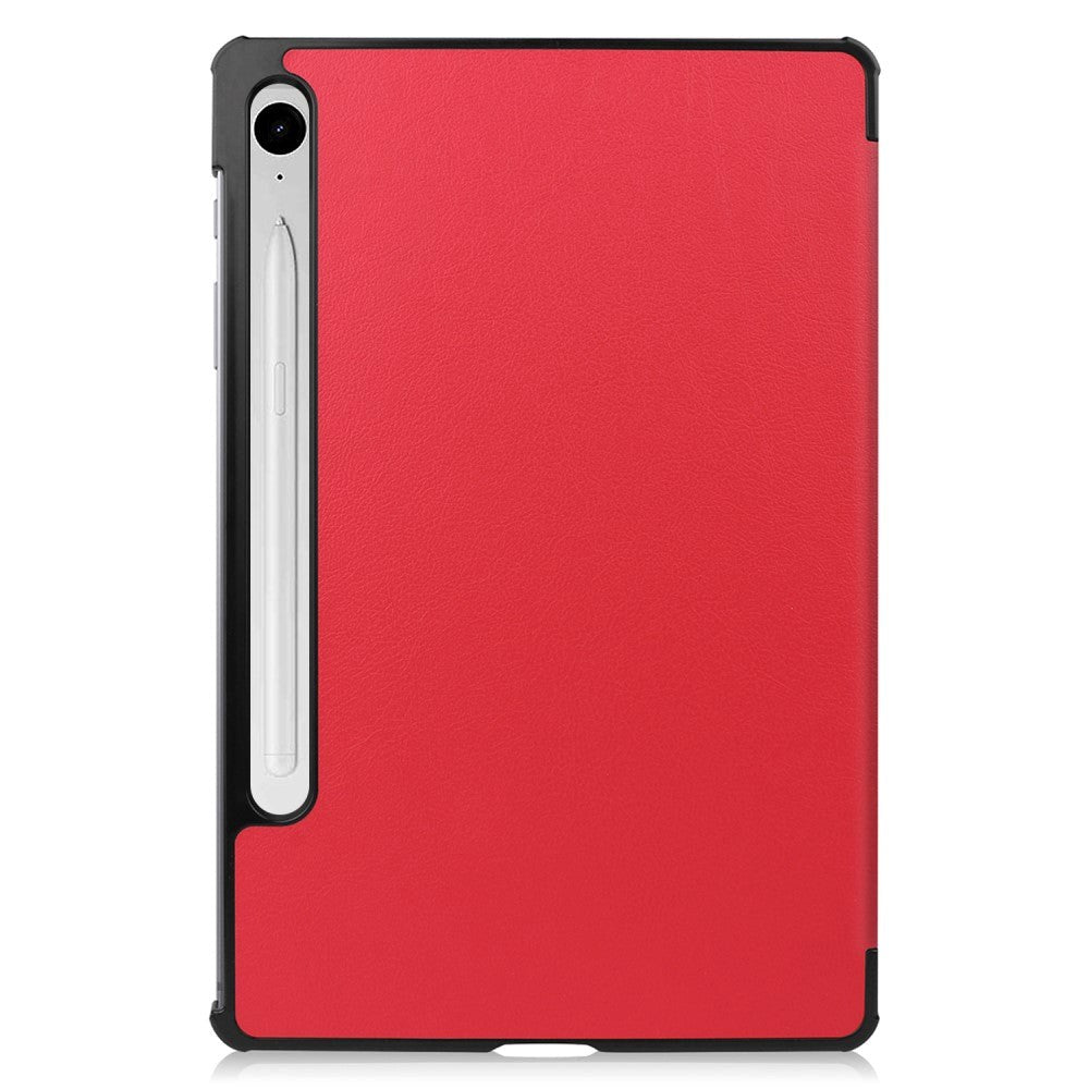 Samsung Galaxy Tab S9 FE Tri-Fold Leather Case w. Stand - Red