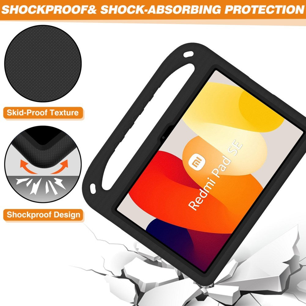 EIDERWOOD Xiaomi Redmi Pad SE Anti-Drop Tablet Case with Handle and Kickstand - Black