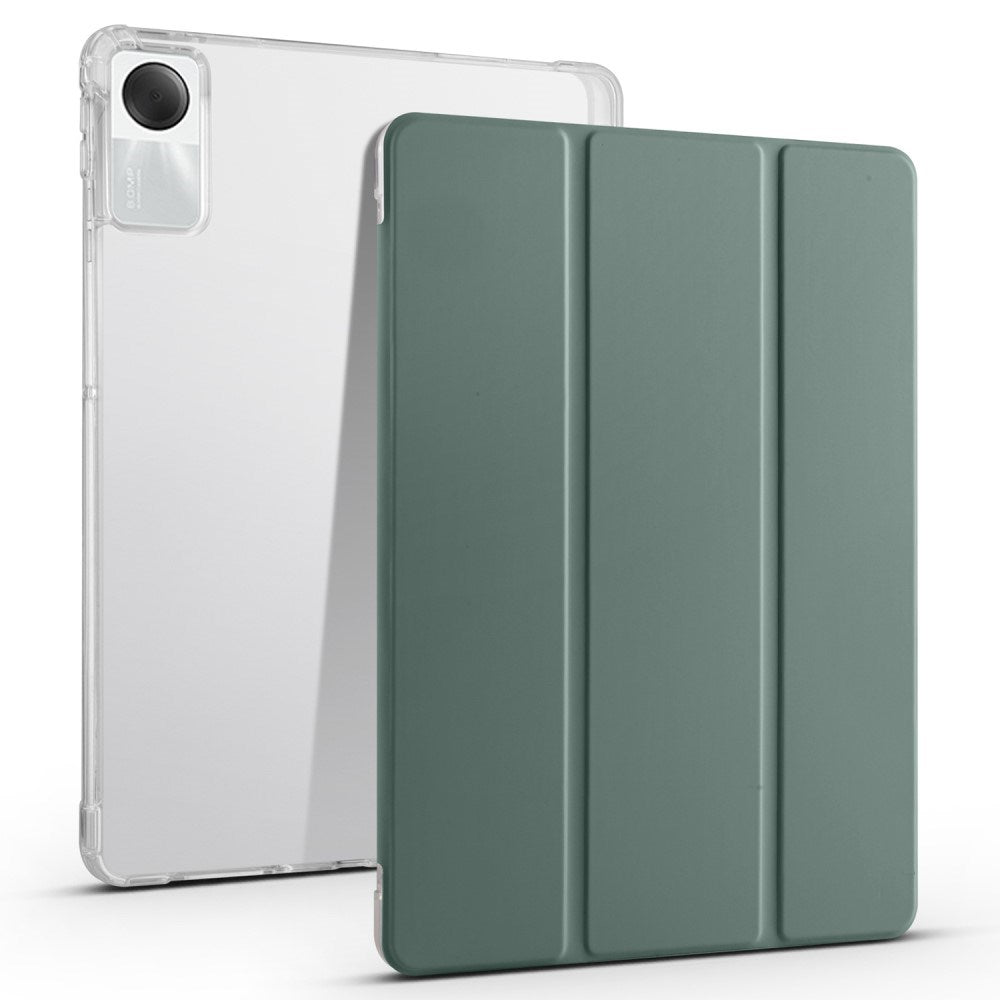 EIDERWOOD Xiaomi Redmi Pad SE Tri-fold Leather Stand Case w. Transparent Back - Green