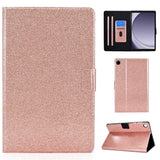 Samsung Galaxy Tab A9 Glitter Case w. Flip Stand & Card Holder - Glitter Rose Gold