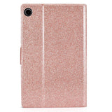 Samsung Galaxy Tab A9 Glitter Case w. Flip Stand & Card Holder - Glitter Rose Gold