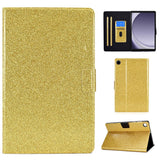 Samsung Galaxy Tab A9 Glitter Case w. Flip Stand & Card Holder - Gold Glitter