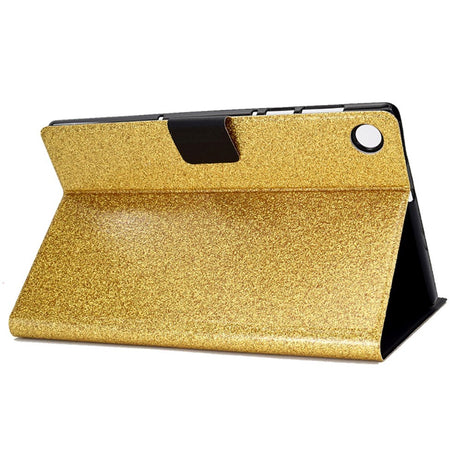 Samsung Galaxy Tab A9 Glitter Case w. Flip Stand & Card Holder - Gold Glitter