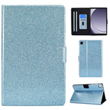 Samsung Galaxy Tab A9 Glitter Case w. Flip Stand & Card Holder - Glitter Blue