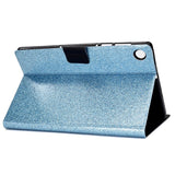 Samsung Galaxy Tab A9 Glitter Case w. Flip Stand & Card Holder - Glitter Blue