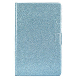 Samsung Galaxy Tab A9 Glitter Case w. Flip Stand & Card Holder - Glitter Blue