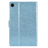 Samsung Galaxy Tab A9 Glitter Case w. Flip Stand & Card Holder - Glitter Blue