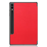 Samsung Galaxy Tab S9 FE+ (Plus) Tri-Fold Leather Case w. Stand - Red