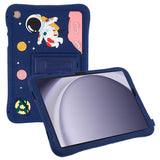 Samsung Galaxy Tab A9+ (Plus) Kids Case w. Stand & Cartoon - Dark Blue