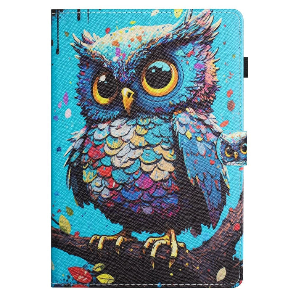 iPad 10.9" (2022) Faux Leather Case w. Kickstand & Card Holder - Owl