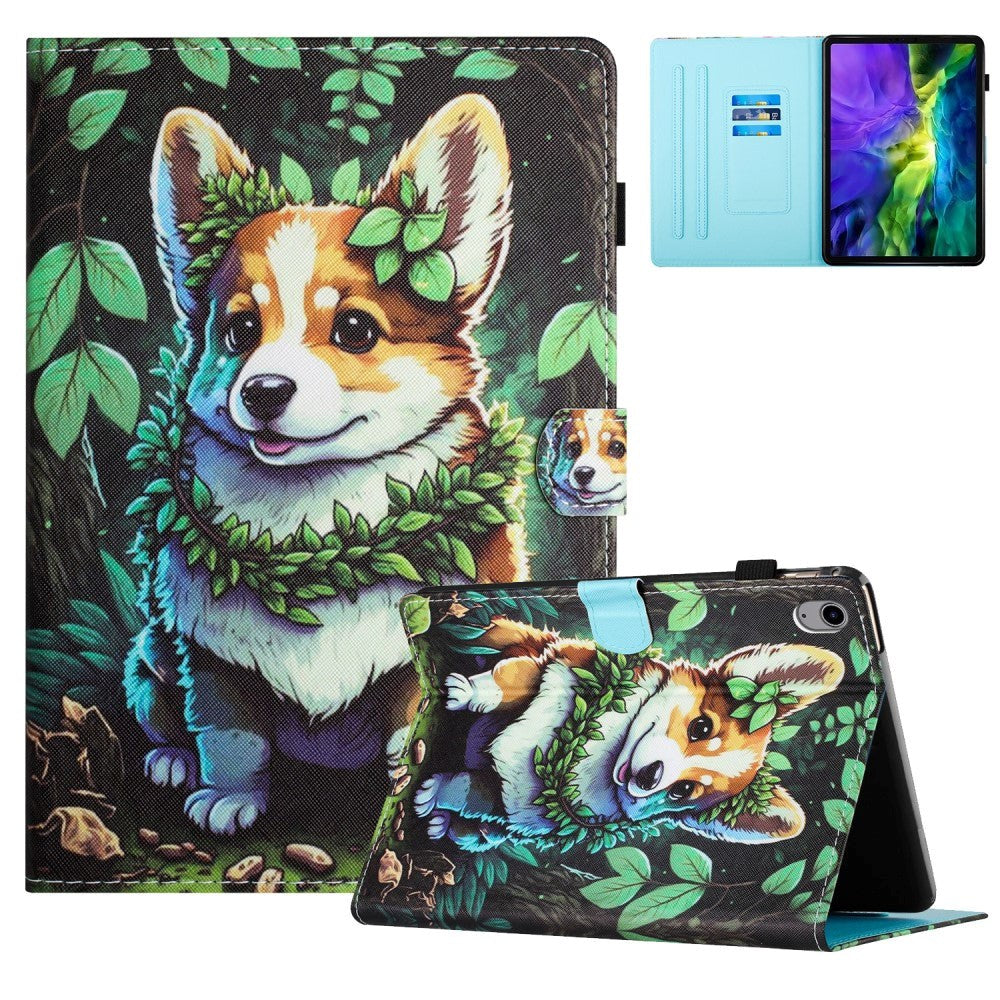 iPad 10.9" (2024/2022) Faux Leather Case w. Kickstand & Card Holder - Corgi