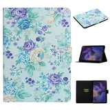 Samsung Galaxy Tab A9 Faux Leather Case w. Kickstand & Card Holder - Purple Flowers