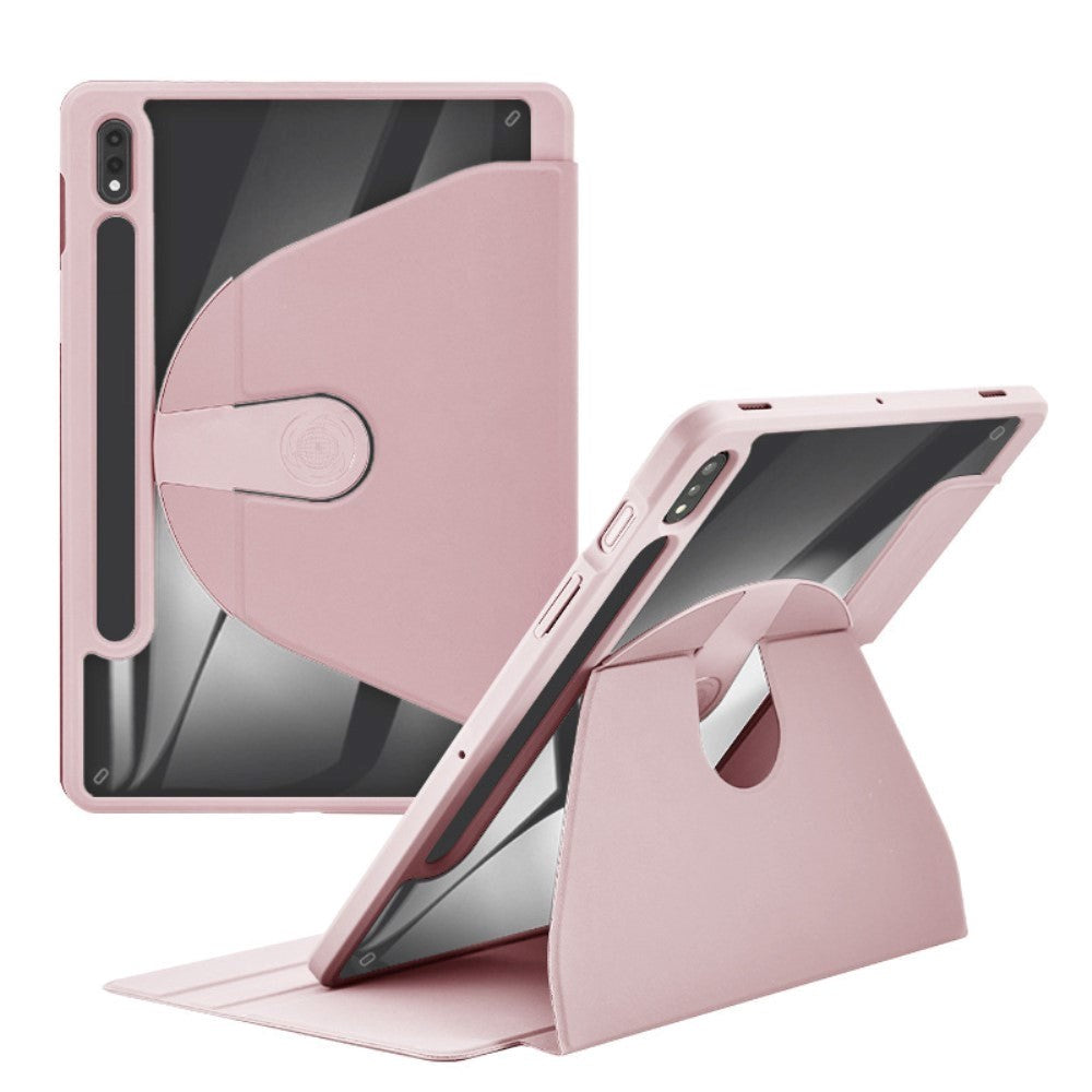 Samsung Galaxy Tab S9+ (Plus) / S9 FE+ (Plus) Hybrid Flip Case m. Pen Holder - Pink / Transparent