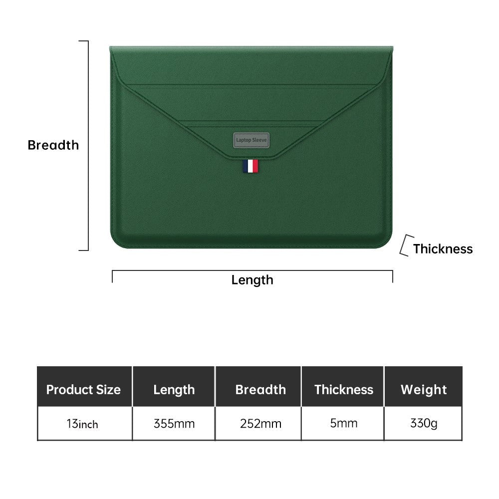 Laptop / MacBook Sleeve 13-14" (32 x 24 cm) w. Tri-fold Stand Function - Green