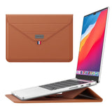 Laptop / MacBook Sleeve 13-14" (32 x 24 cm) w. Tri-fold Stand Function - Brown