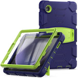 Samsung Galaxy Tab A9 Tough Case w. Kickstand - Navy Blue / Green