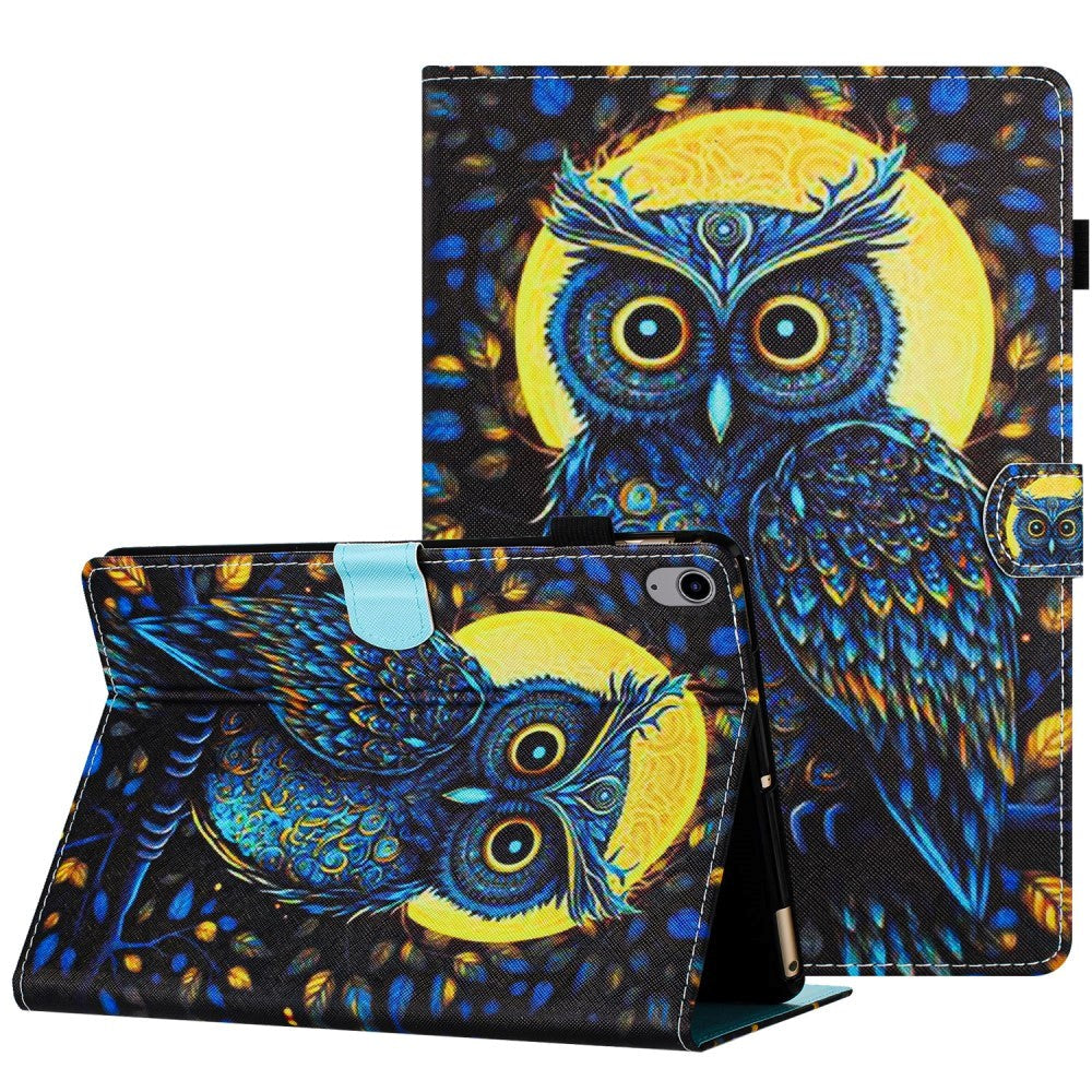 iPad 10.9" (2024/2022) Faux Leather Case w. Kickstand & Card Holder - Owl