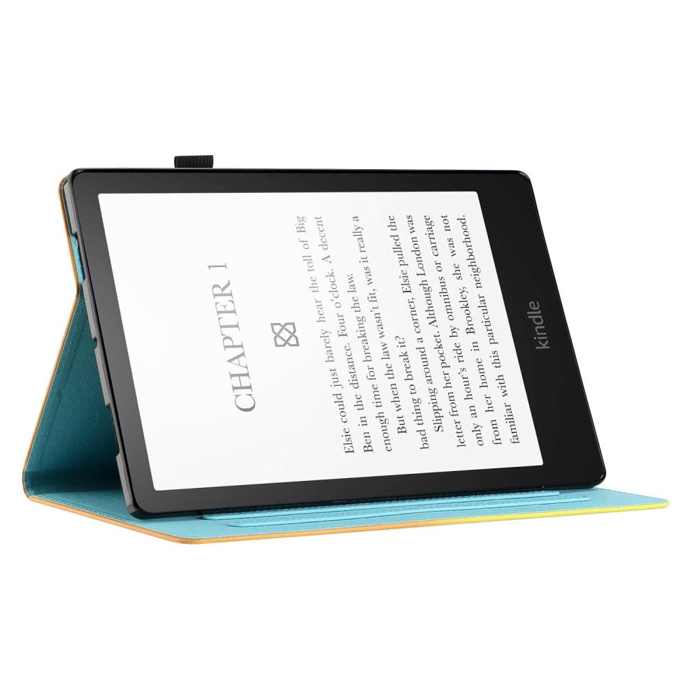 Amazon Kindle Paperwhite 5 11th Generation (2021) Leather Case w. Kickstand & Card Holder - Pink / Blue Marble