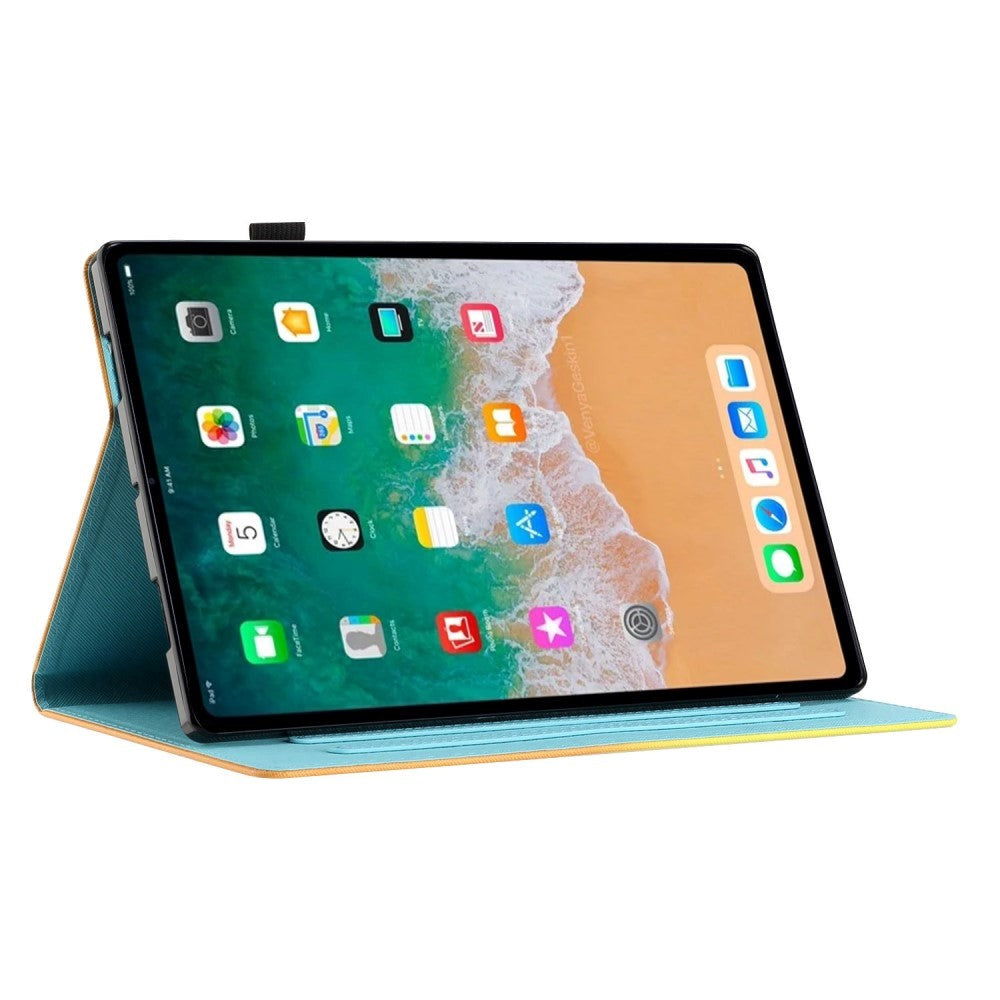 iPad 10.9" (2022) Leather Case w. Kickstand & Card Holder - Pink / Blue Marble