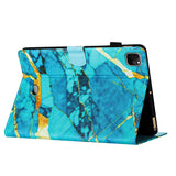 iPad Air (2022 / 2020) / Pro 11 (2022 / 2021 / 2020 / 2018) Leather Case w. Kickstand & Card Holder - Blue / Gold Marble