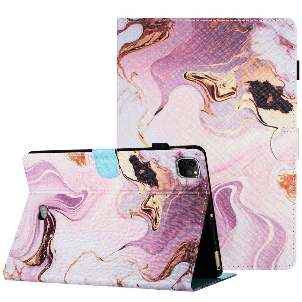 iPad Air (2022 / 2020) / Pro 11 (2022 / 2021 / 2020 / 2018) Leather Case w. Kickstand & Card Holder - Pink / Gold Marble